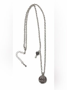 Upcycled Chanel Silver-Tone Chain Necklace Coin Pendant Heart Key Charm